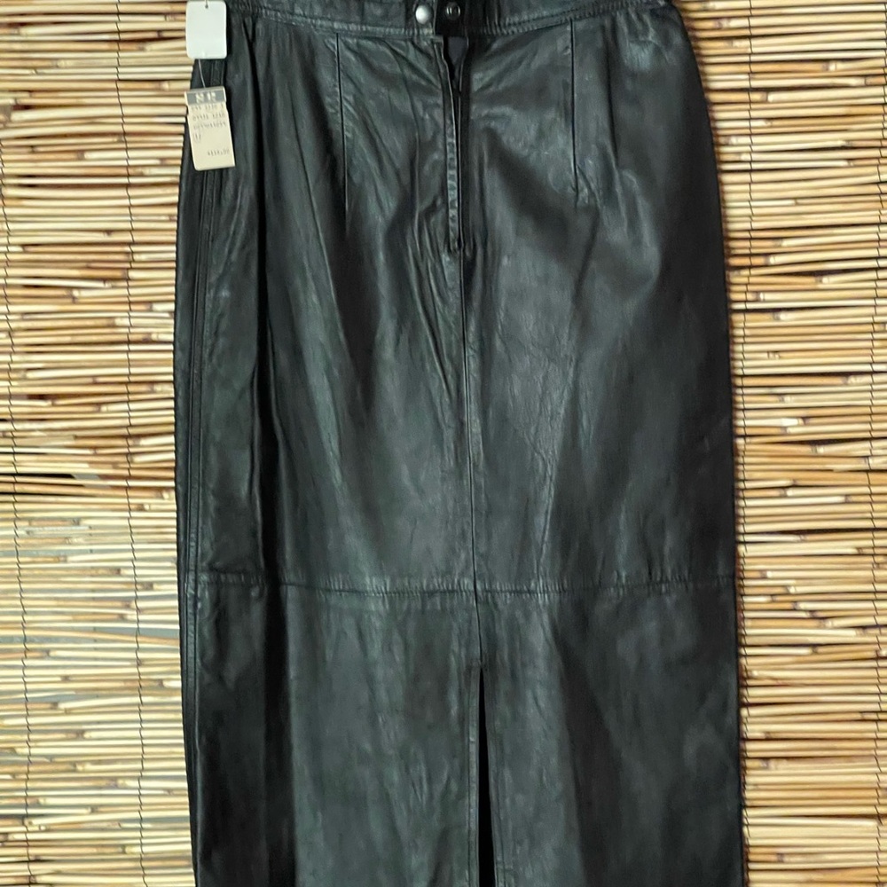 Real leather midi skirt